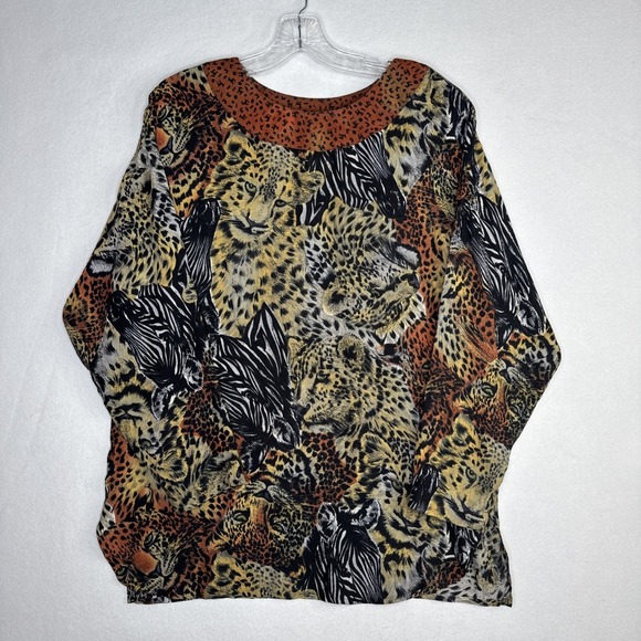 Carole Little Tops - Carole Little Cheetah Print Tunic Blouse Size 8 Animal Print Top Chic